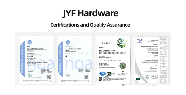 JYF Hardware ISO 9001 certified quality management system for zinc alloy die casting and precision manufacturing